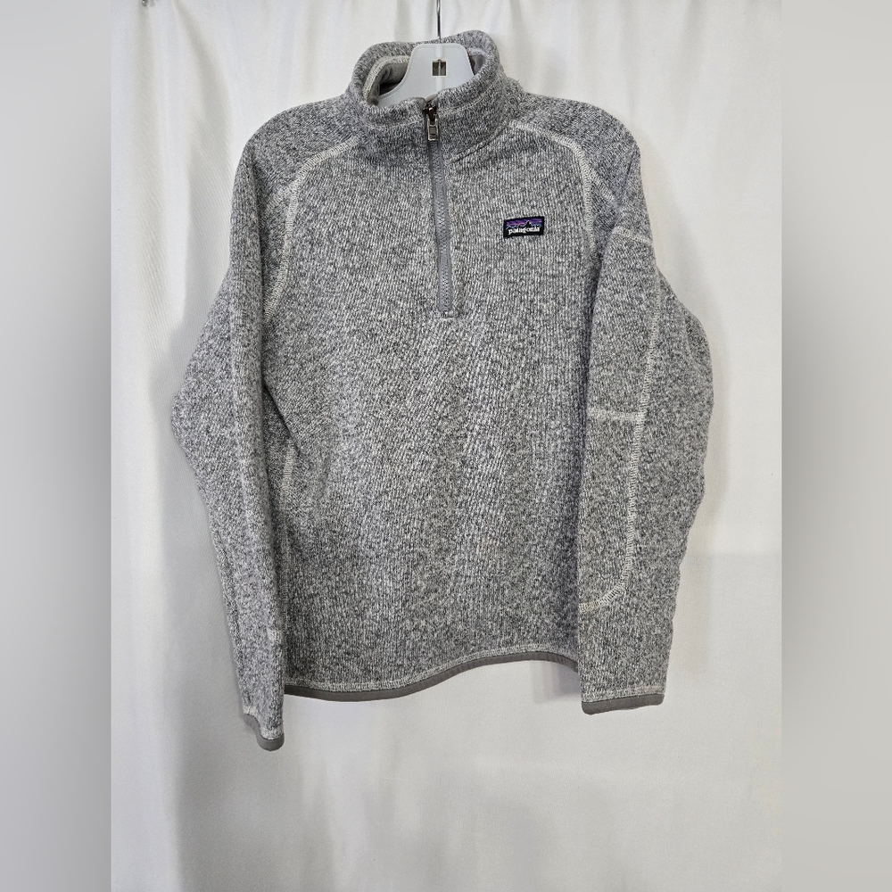 Patagonia Fall Gray Knit Quarter Zip Cozy Jacket Unisex Kids Size XL -14